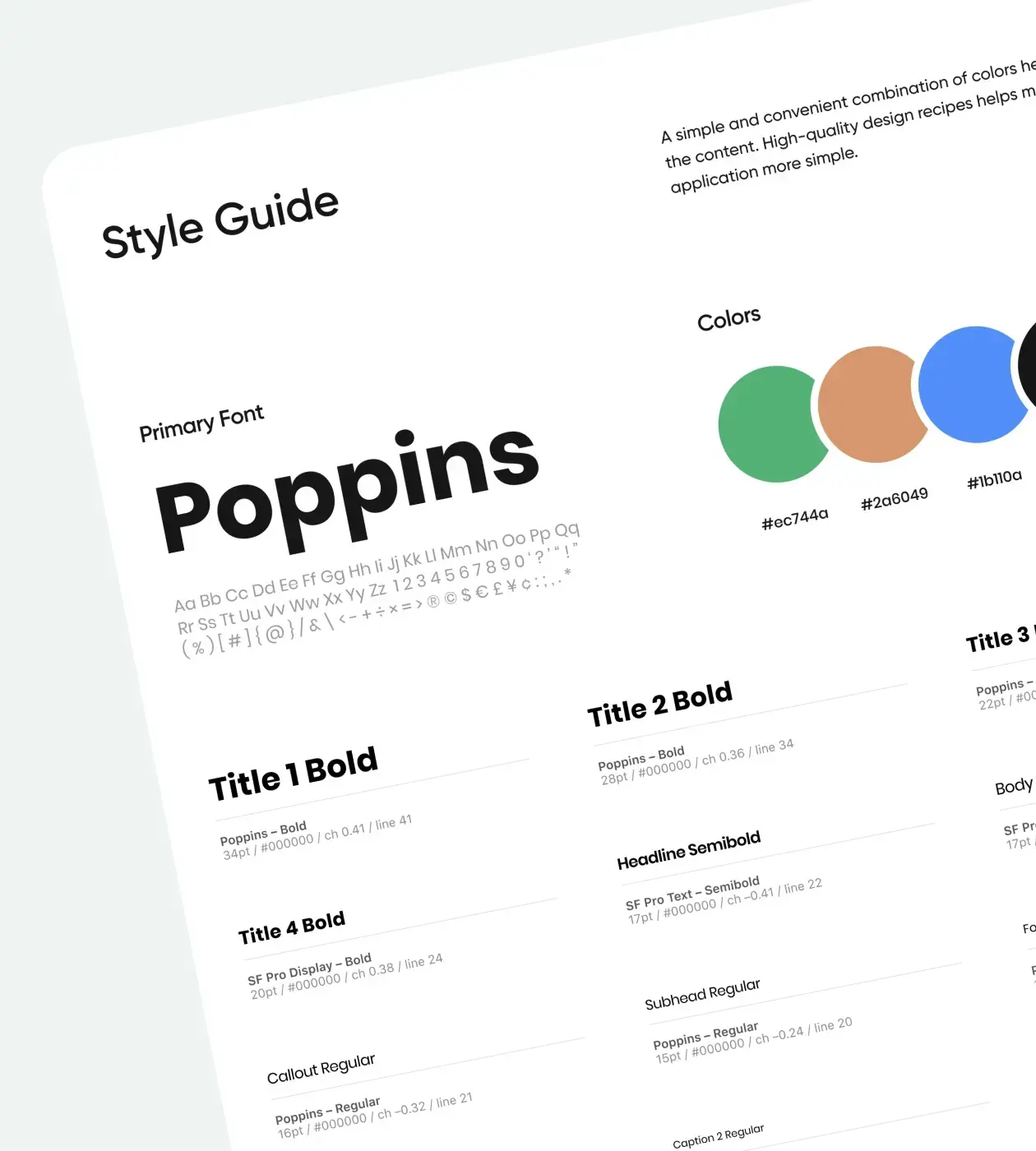 Brand identity design with typography and color guidelines